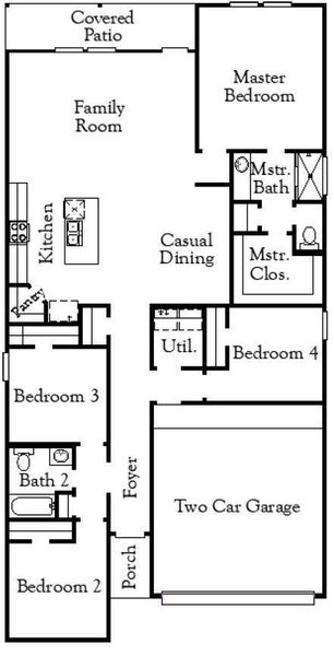 2D floor plan layout of this home in Laurel Landing, Alvin, TX (Image 2).
