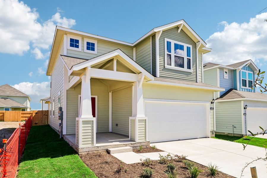 Front exterior of a new home in Edgebrooke, Pflugerville, TX, highlighting curb appeal (Image 18).