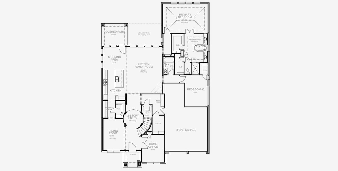2D floor plan layout for the 3650W by Perry Homes in Lakes of Cane Island, Katy, TX (Image 3). 2D floor plan layout for the 3650W by Perry Homes in Lakes of Cane Island, Katy, TX (Image 3).