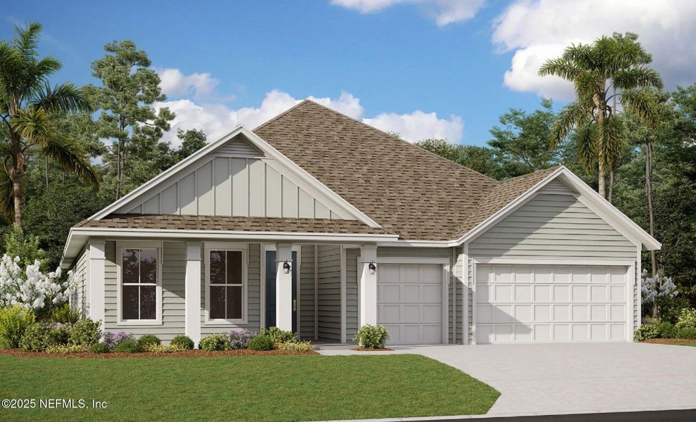 Front exterior of a new home in Silver Landing at SilverLeaf, St. Augustine, FL, highlighting curb appeal (Image 6).