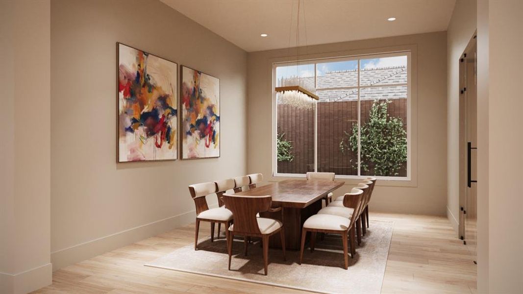 Large Formal Dining Room with a Wine Room.