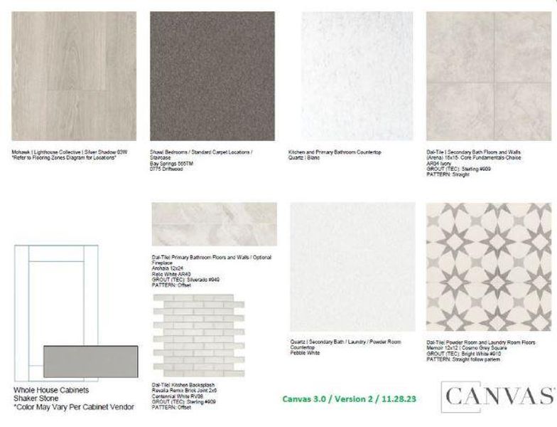 Design Selections.  Home is under construction and selections are subject to change.