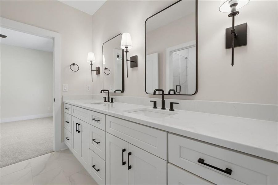 Furnished interior view inside a new home in , White (Image 13).