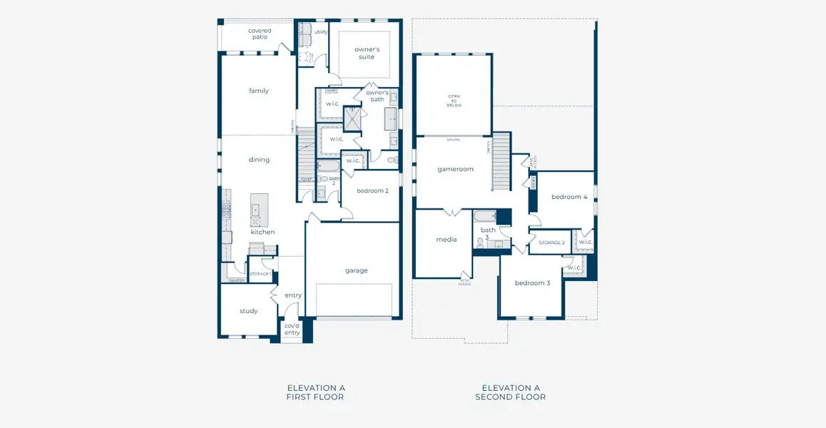 2D floor plan layout for the Orleans II by Normandy Homes in Rainwater Crossing, Celina, TX (Image 3).