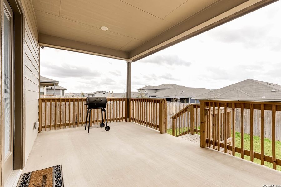 Exterior details and patio area of a home in Remington Ranch, San Antonio (Image 23).