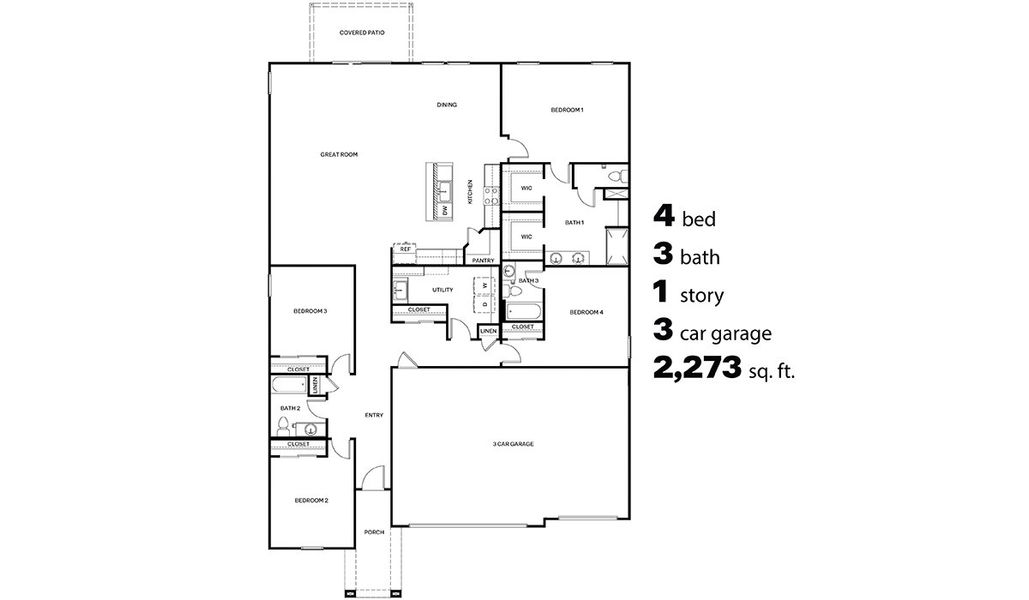 2D floor plan layout for the Garland - A50G by D.R. Horton in Entrada Del Toro at Rancho Sahuarita, Sahuarita, AZ (Image 3).