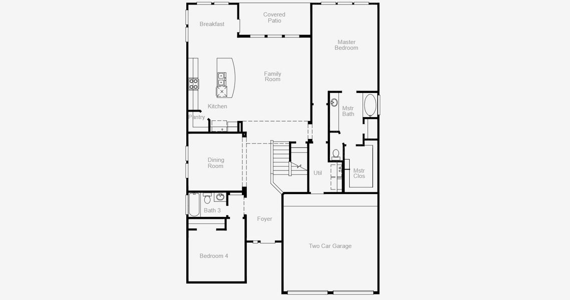 2D floor plan layout for the Justin - 50 Homesites by Coventry Homes in Two Step Farm, Montgomery, TX (Image 3). 2D floor plan layout for the Justin - 50 Homesites by Coventry Homes in Two Step Farm, Montgomery, TX (Image 3).