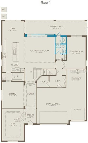 2D floor plan layout of this home in Parkside Trails, Clermont, FL (Image 2).