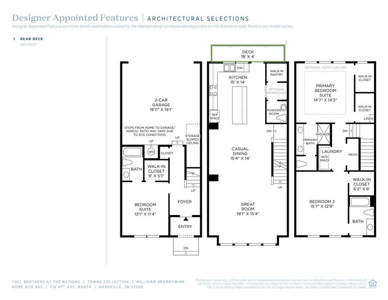 2D floor plan layout of this home in The Nations - Towns, Nashville, TN (Image 5).