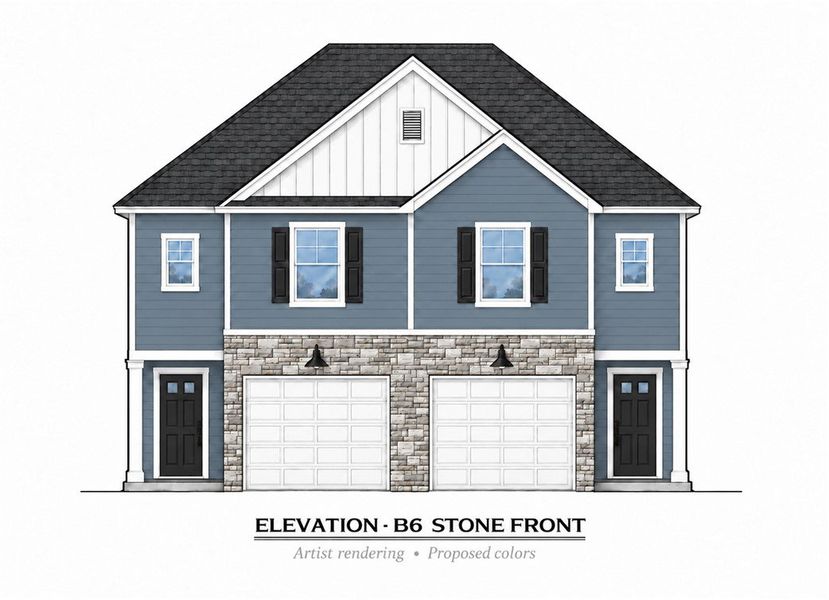 Exterior rendering of this home design in Champions Village at Cherry Hill, Pendleton, SC (Image 1). Exterior rendering of this home design in Champions Village at Cherry Hill, Pendleton, SC (Image 1).