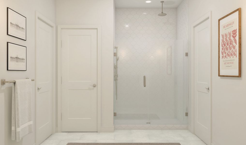 Primary bath with glass shower enclosure Primary bath with glass shower enclosure