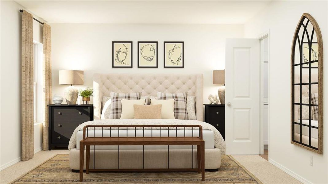 Bedroom featuring carpet floors