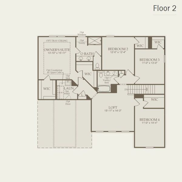 2D floor plan layout for the Wingate by Pulte Homes in Creekside at Skelton, Hoschton, GA (Image 3).