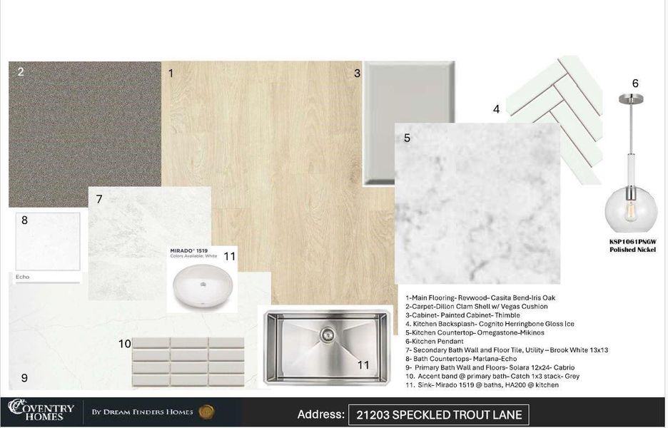 Sample of building materials used in homes in Bridgeland, Cypress (Image 3).