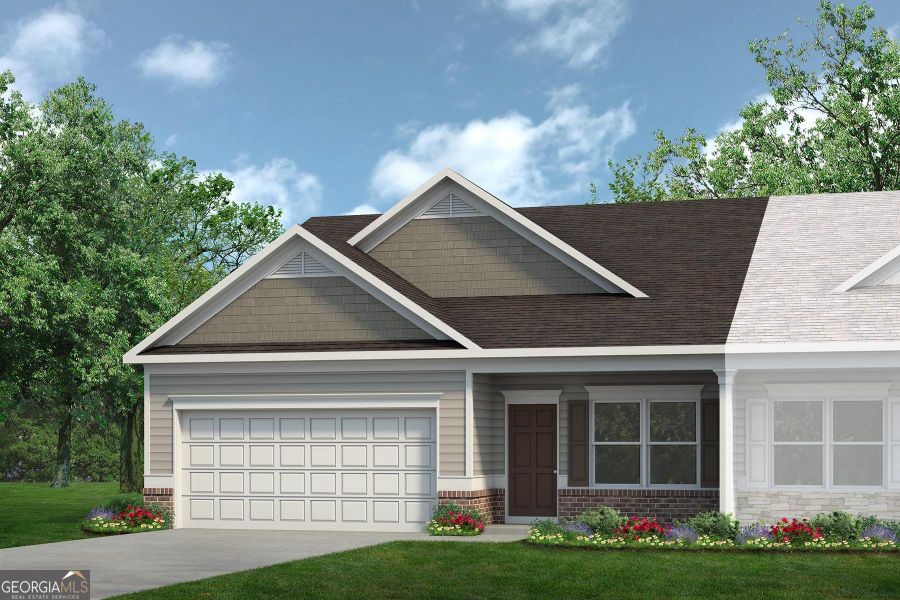 Front exterior of a new home in The Cottages of Silvertown, Thomaston, GA, highlighting curb appeal (Image 1). Front exterior of a new home in The Cottages of Silvertown, Thomaston, GA, highlighting curb appeal (Image 1).