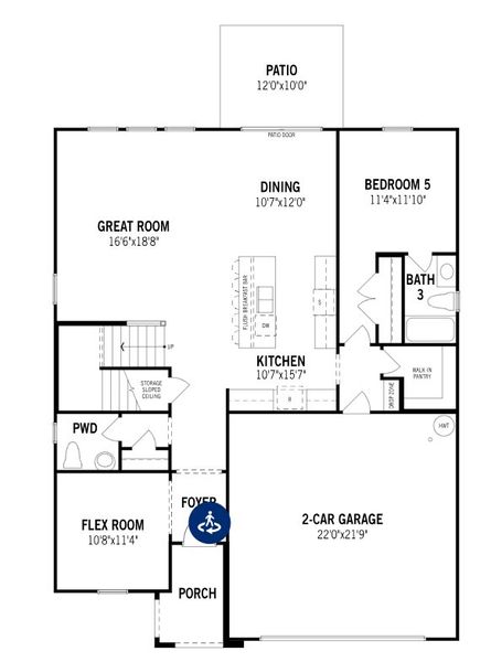 2D floor plan layout for the Voyageur by Mattamy Homes in Westfall, Gastonia, NC (Image 3).
