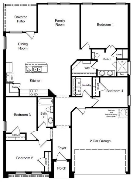 D.R. Horton's Carlsbad floorplan - All Home and community information, including pricing, included features, terms, availability and amenities, are subject to change at any time without notice or obligation. All Drawings, pictures, photographs, video, square footages, floor plans, elevations, features, colors and sizes are approximate for illustration purposes only and will vary from the homes as built.