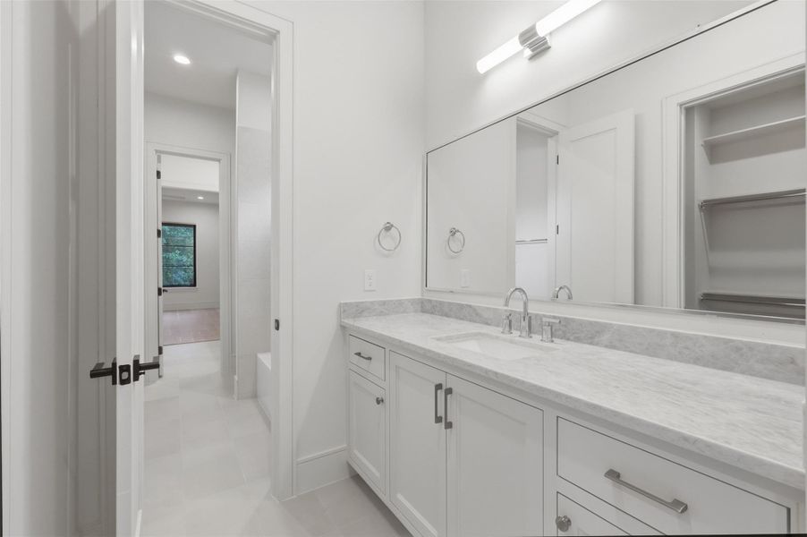 Each room has their own large vanity