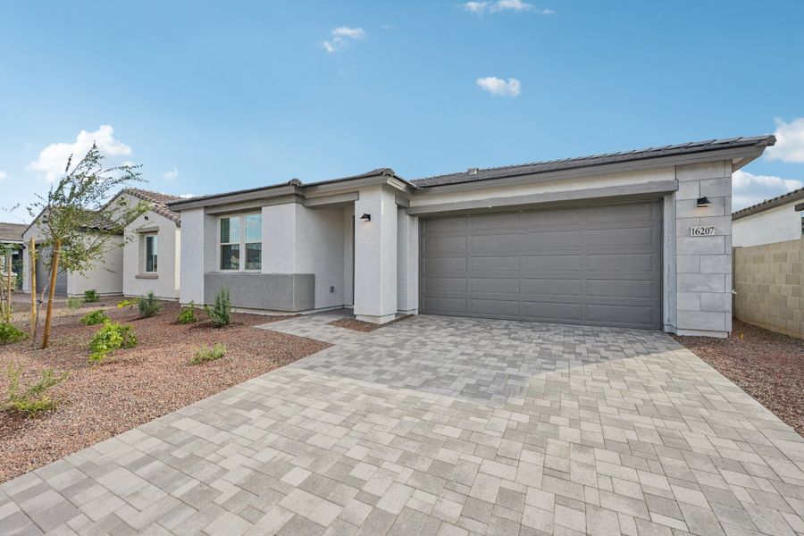 Exterior elevation. Finishes and options may vary by community