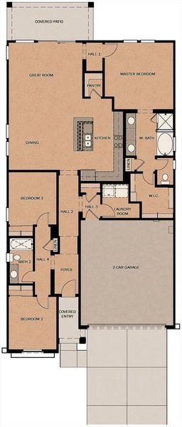 2D floor plan layout for the Amorosa by Fulton Homes in Calistoga at Enclave, Litchfield Park, AZ (Image 3).