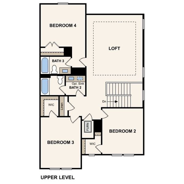 2D floor plan layout for the Finley by Century Communities in Woodshore, Clute, TX (Image 4).