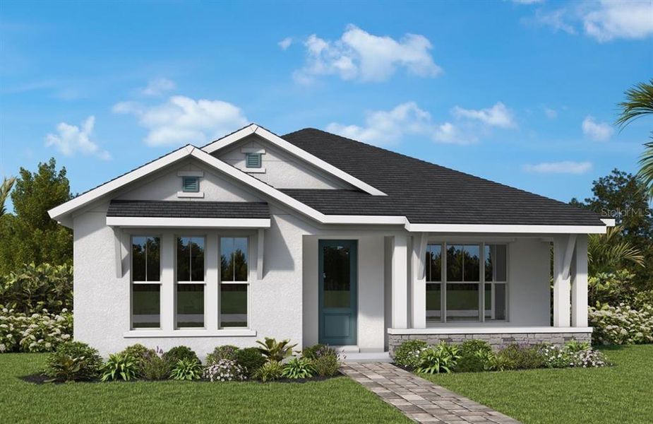Front exterior of a new home in Vistera of Venice – Cottage Series, Nokomis, FL, highlighting curb appeal (Image 1). Front exterior of a new home in Vistera of Venice – Cottage Series, Nokomis, FL, highlighting curb appeal (Image 1).