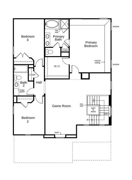 This floor plan features 3 bedrooms, 2 full baths, 1 half bath, and over 2,500 square feet of living space.