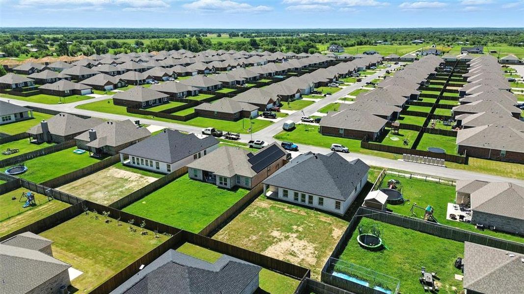 Aerial perspective of suburban area