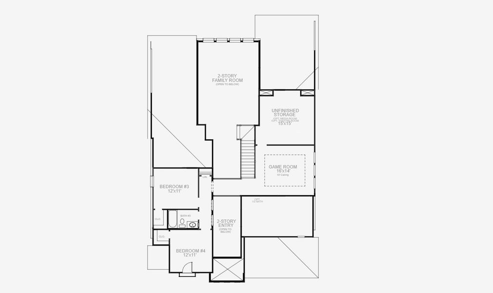 2D floor plan layout for the 3095M by Perry Homes in Hidden Canyon 55', San Antonio, TX (Image 3).