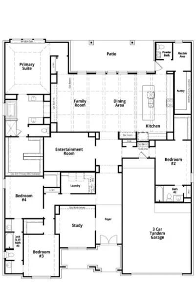 2D floor plan layout for the Byron by Highland Homes in Monterra, Rockwall, TX (Image 6).