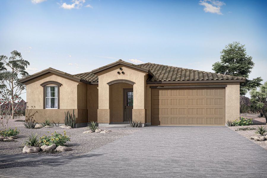Representative exterior photo of a completed home built from the Dove by Mattamy Homes in Empire Pointe, Queen Creek, AZ (Image 22). Representative exterior photo of a completed home built from the Dove by Mattamy Homes in Empire Pointe, Queen Creek, AZ (Image 22).