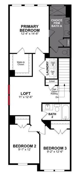 2D floor plan layout of this home in Townes on Leesville, Durham, NC (Image 4).