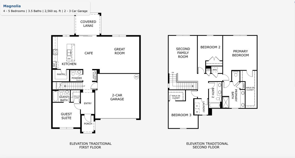 2D floor plan layout for the Magnolia by Landsea Homes in Oakview, Apopka, FL (Image 3). 2D floor plan layout for the Magnolia by Landsea Homes in Oakview, Apopka, FL (Image 3).