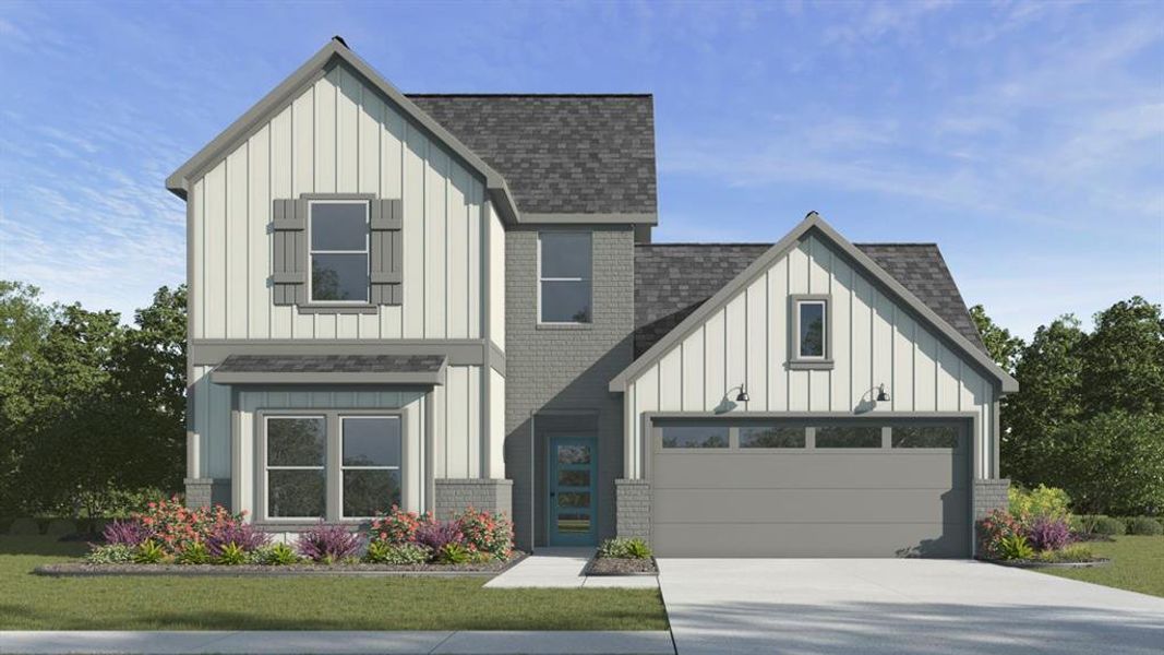 Front exterior of a new home in The Reserve at Timber Creek, Lindale, TX, highlighting curb appeal (Image 2).