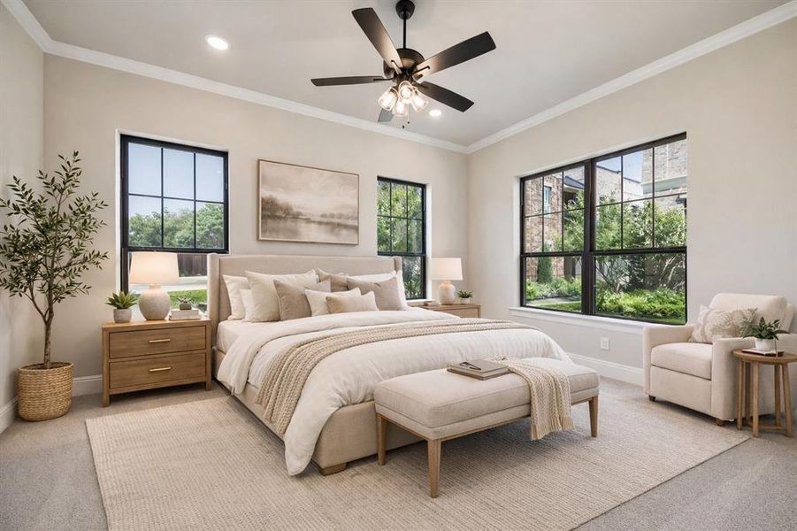 Primary bedroom with plenty of natural light.