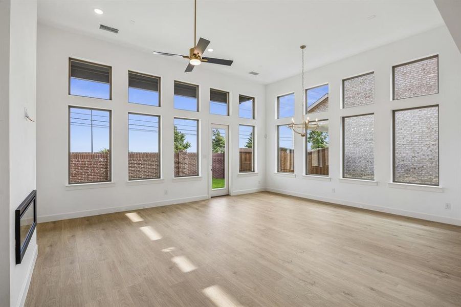 The nook paired with the family room creates a cozy space for your family to enjoy.