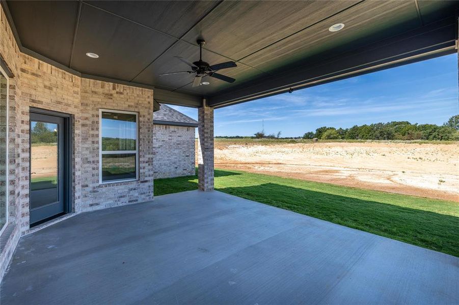 View of patio / terrace featuring ceiling fan