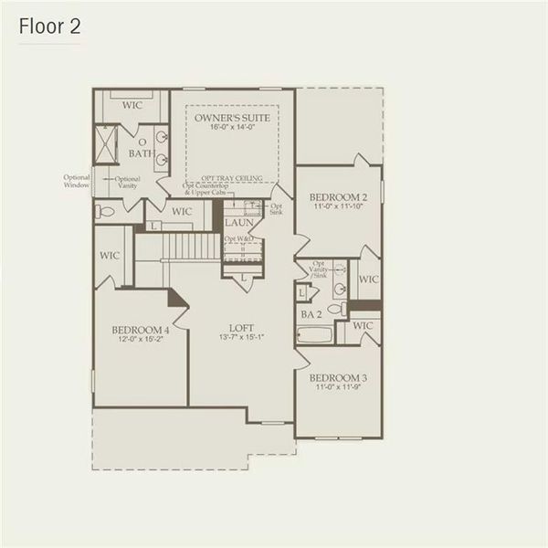 2D floor plan layout of this home in Reunion, Flowery Branch, GA (Image 3).