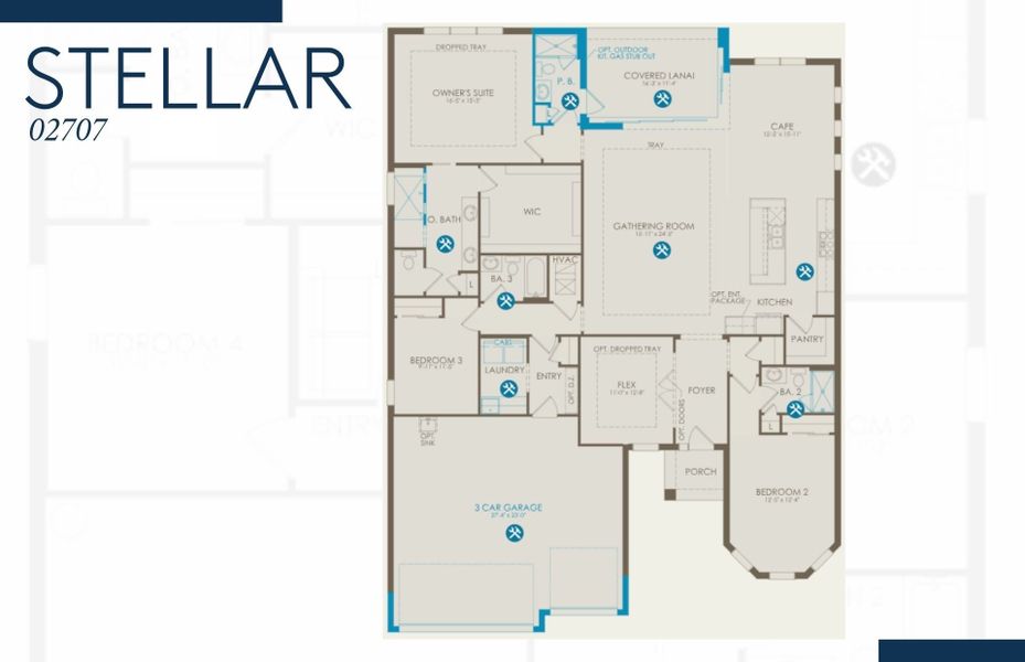 2D floor plan layout of this home in Avondale at Avenir, Palm Beach Gardens, FL (Image 2).