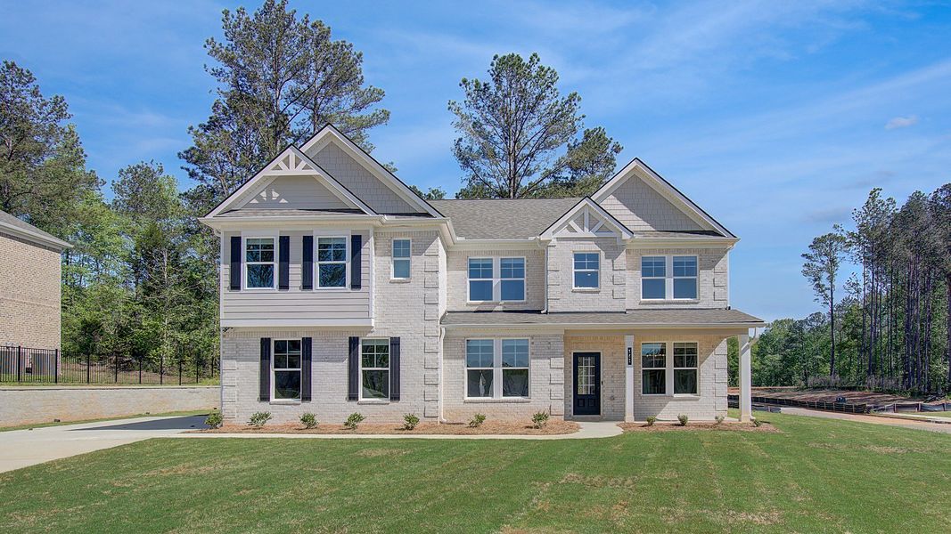 Representative exterior photo of a completed home built from the Rosemary II by DRB Homes in Trinity Park, McDonough, GA (Image 21).