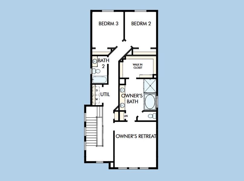 2D floor plan layout for the The Booker by David Weekley Homes in Jubilee - Cottages Row Collection, Hockley, TX (Image 4).