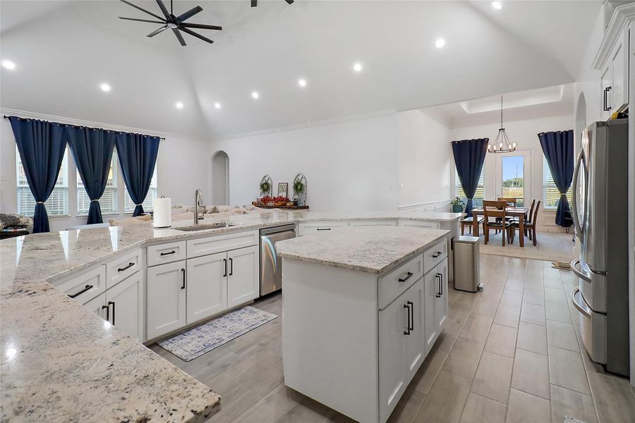 The kitchen island is HUGE