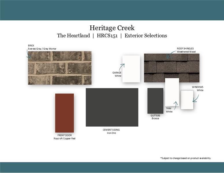 Sample of building materials used in homes in Heritage Creek, Nashville (Image 32). Sample of building materials used in homes in Heritage Creek, Nashville (Image 32).
