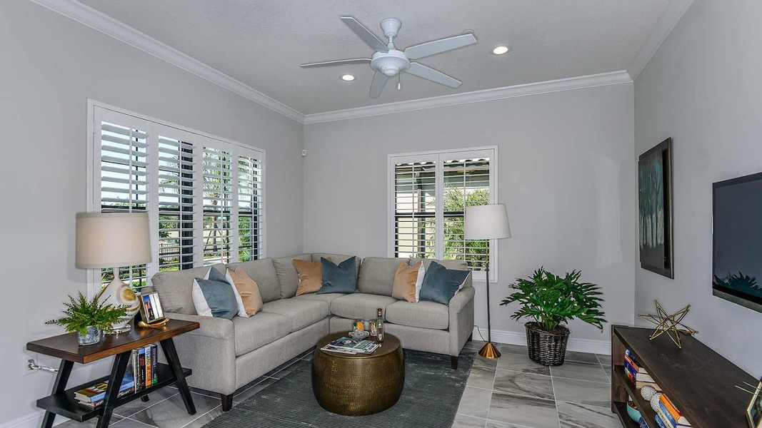 Furnished interior view inside a new home in Boca Royale Golf and Country Club at Wellen Park, Englewood (Image 16). Furnished interior view inside a new home in Boca Royale Golf and Country Club at Wellen Park, Englewood (Image 16).
