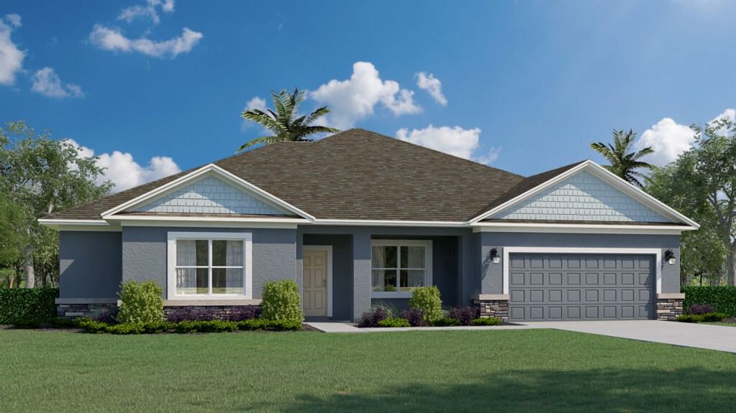 Representative exterior photo of a completed home built from the Cedar by Holiday Builders in Lehigh Acres, Lehigh Acres, FL (Image 11).