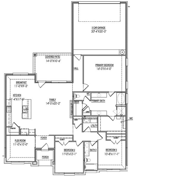 2D floor plan layout for the The Rosewood - Rear Entry by Lillian Custom Homes in Dominion Park, Waxahachie, TX (Image 3).