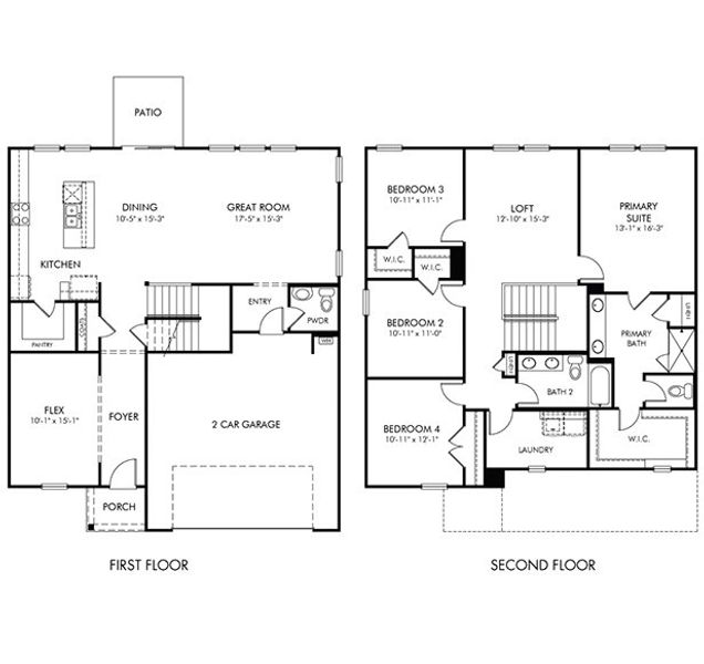 2D floor plan layout for the Dakota by Meritage Homes in Cherry Creek - Signature Series, Haw River, NC (Image 4).