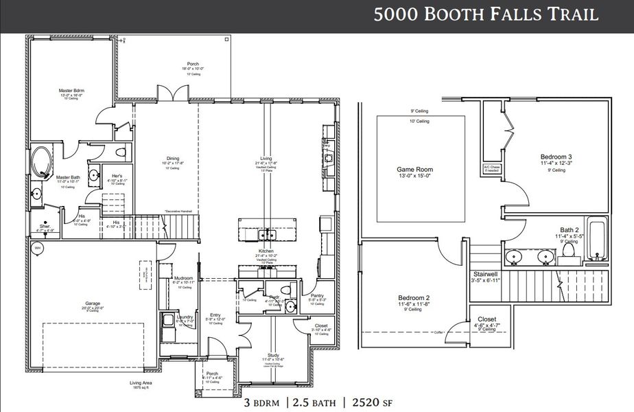 2D floor plan layout of this home in Oakmont, Bryan, TX (Image 2).
