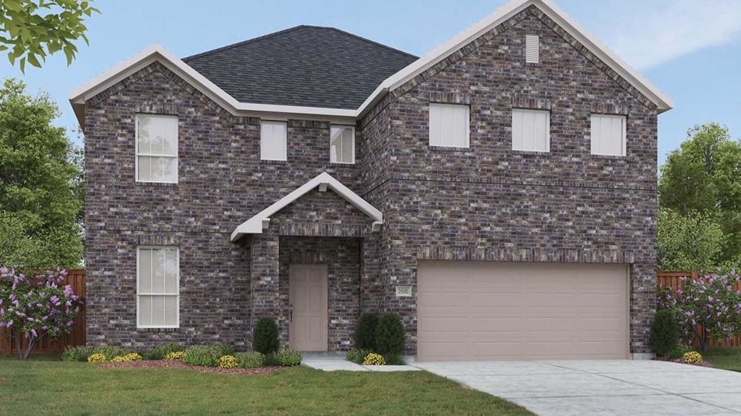 Representative exterior photo of a completed home built from the Majestic by DRB Homes in Calumet, Jarrell, TX (Image 6).