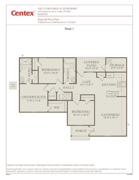 2D floor plan layout of this home in The Courtyards at Stokesbury, Waller, TX (Image 5).
